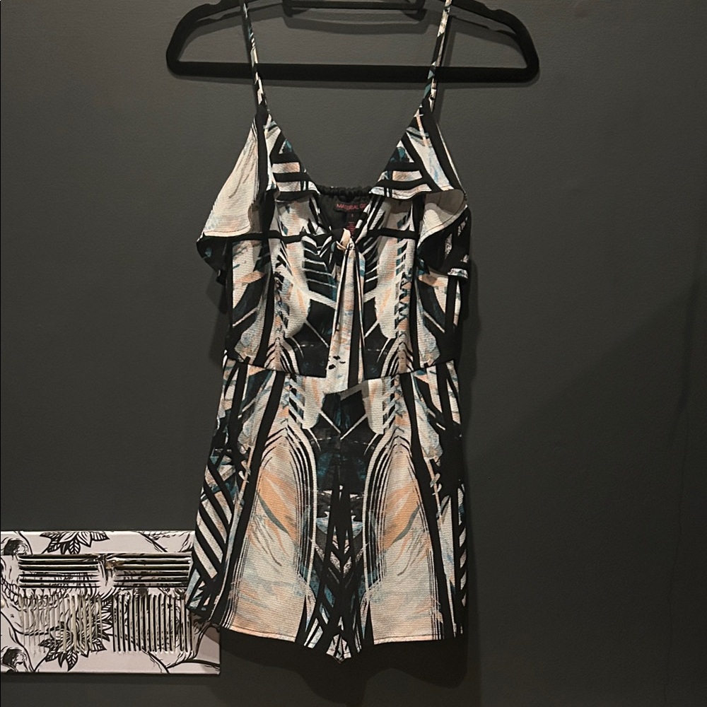 Material Girl Black and White Abstract romper